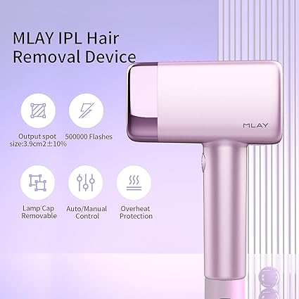 MLAY IPL Hair Removal for Women/Men, 0.5s/flash, 17J High Energy IPL Hair Removal Device with ice-Cooling System, 5 Energy Levels, Hair Remover Device - 1* face HR+1*bikini HR