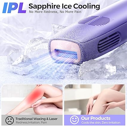 Laser Hair Removal with 5℃ Ice Cooling, Painless IPL Laser Hair Removal Device for Women & Men, 999,999 Flashes, 5 Levels, 2 Modes, Permanent At-Home Hair Removal for Face & Body, with 3 in 1 Set